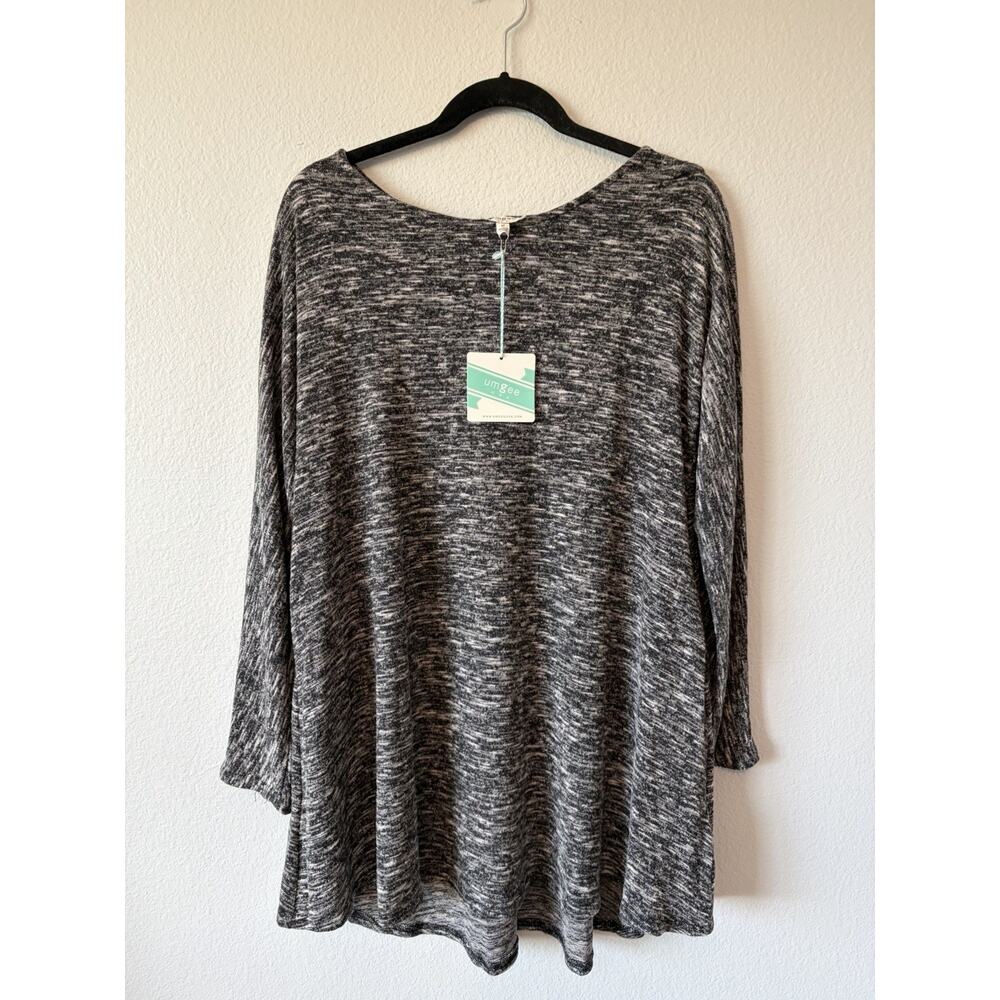 NWT Umgee Women’s Heather Gray/Black Comfy Cotton Blend Tunic w/Pockets Size M